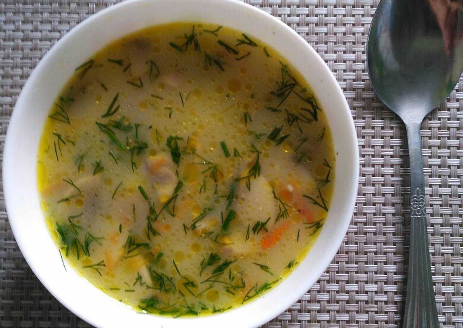 Грибной суп из шампиньонов с плавленным сыром